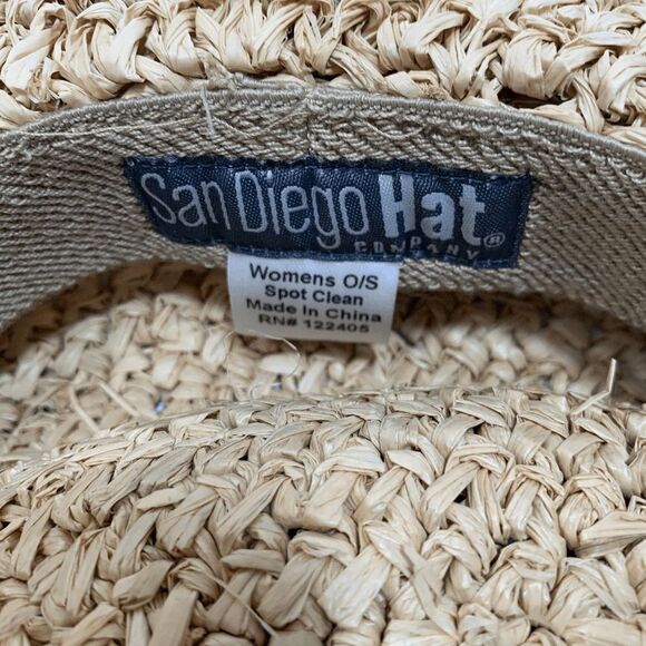 San Diego Womens Eco Friendly Straw Beach Hat Wide Brim Bow Tie OS - Picture 2 of 3